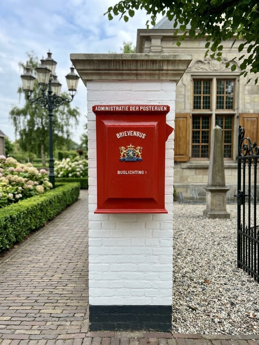 Antieke PTT brievenbus Platteland 1906 - Gietijzer, Tuin en Terras, Ophalen, Nieuw, IJzer, Wandbrievenbus