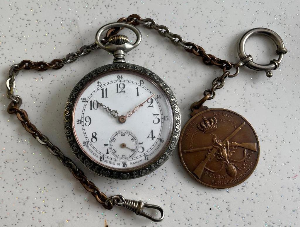 ZAKHORLOGE MOERIS prix du tir du gouvernement Belgique, Staal, Zakhorloge, Ophalen of Verzenden, Zo goed als nieuw