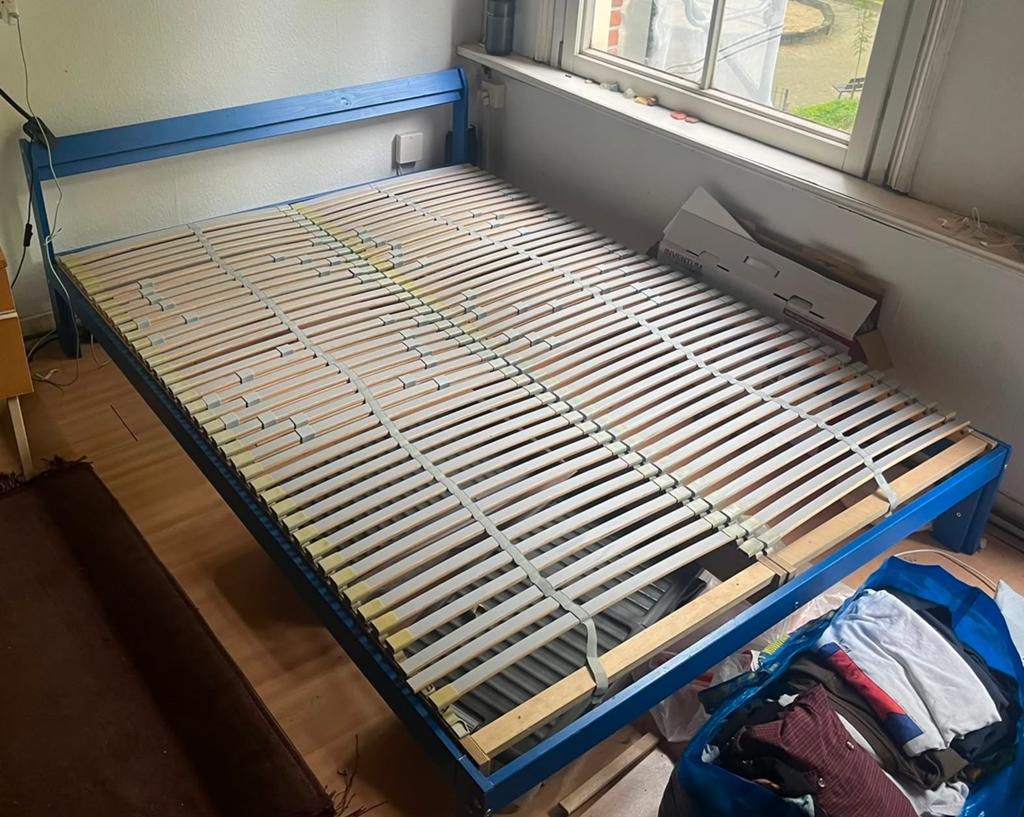 Ikea NEIDEN bedframe cobalt blauw, Huis en Inrichting, Ophalen, Gebruikt, Blauw, Tweepersoons