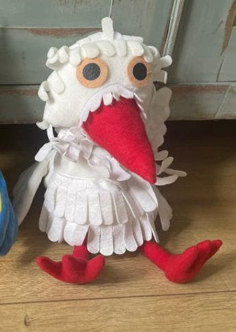 Handpop Mevrouw Ooievaar Fabeltjeskrant, Ophalen of Verzenden, Zo goed als nieuw