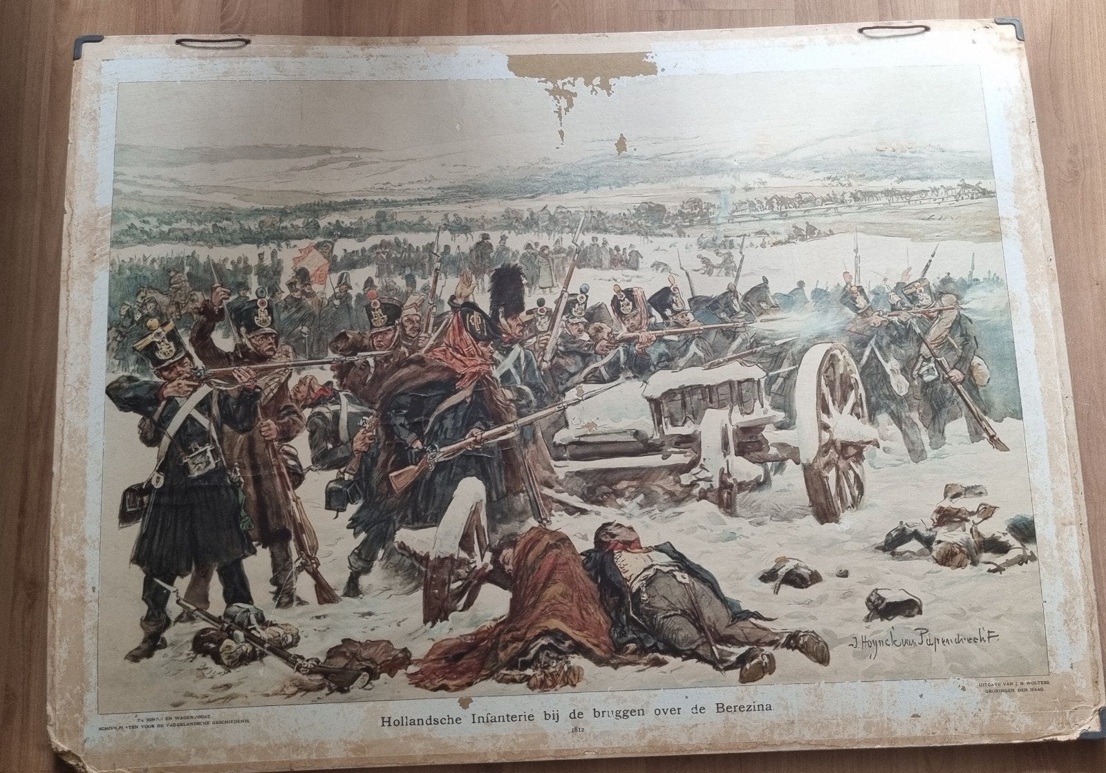 Schoolplaat Hollandse Infanterie bij de Berezina 1812, Antiek en Kunst, Ophalen