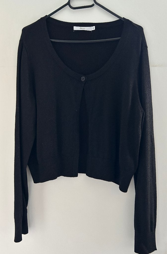 Miss Etam bolero in zwart met zilver mt 48, Kleding | Dames, Zwart, Trui of Vest, Ophalen of Verzenden, Zo goed als nieuw