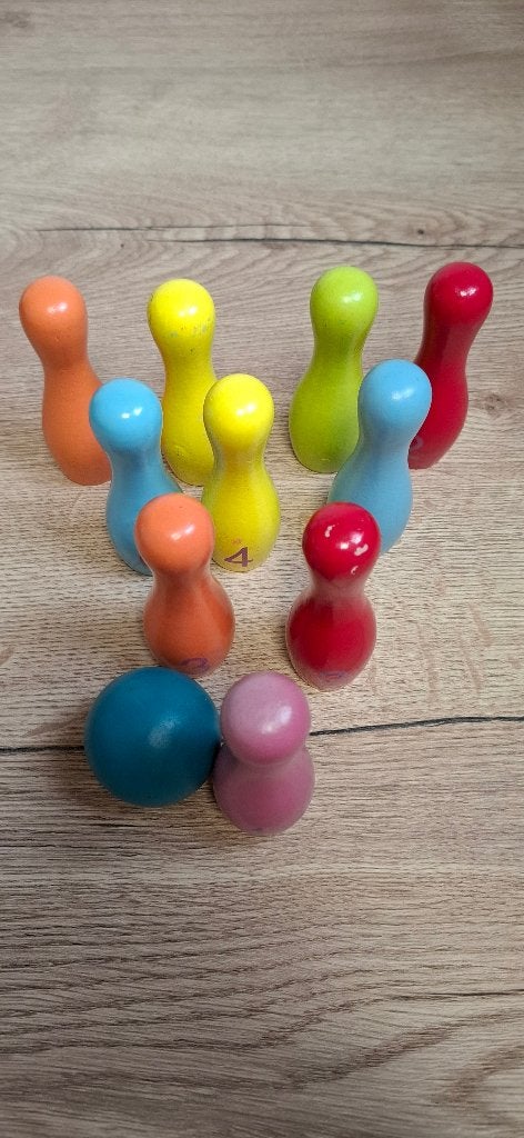Houten Bowling Set / Kegelspel Kinderen (10 Pins), Gebruikt, Onbekend, Ophalen of Verzenden, Onbekend
