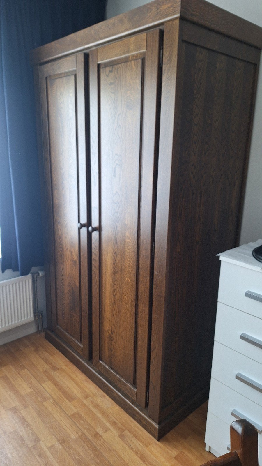 Massief eiken kledingkast met spiegeldeur, Huis en Inrichting, Ophalen, Met deur(en), Gebruikt, 100 tot 150 cm