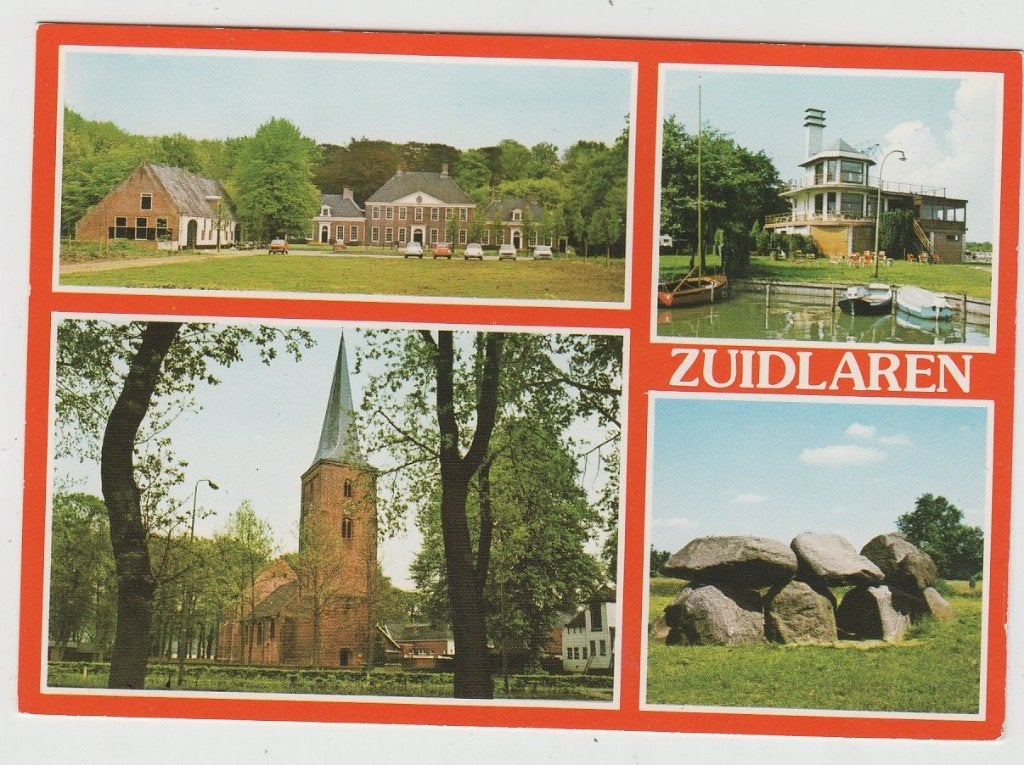Zuidlaren 4 luik Kerk Hunebe Ongelopen, Ophalen of Verzenden, 1980 tot heden, Ongelopen, Drenthe