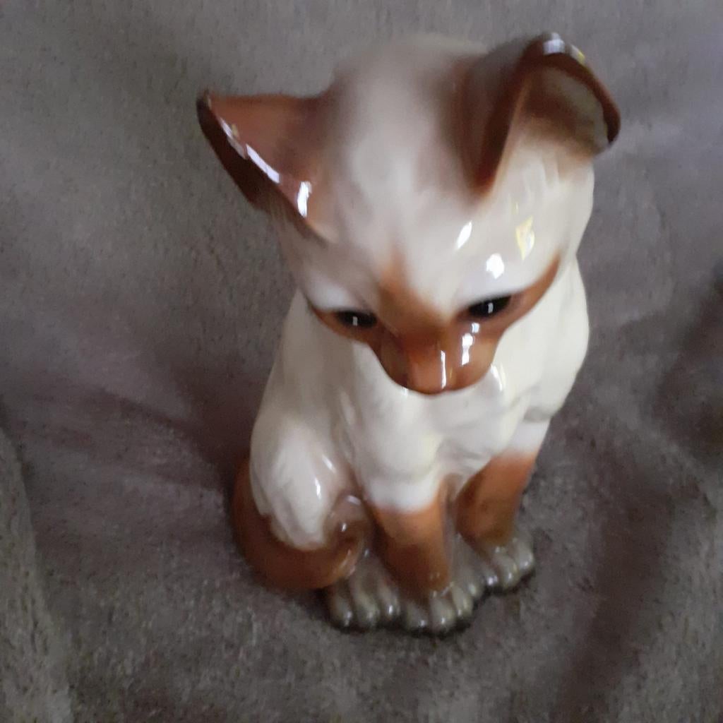 Vintage HK Siamese kat beeldje, Antiek en Kunst, Antiek | Porselein, Ophalen of Verzenden