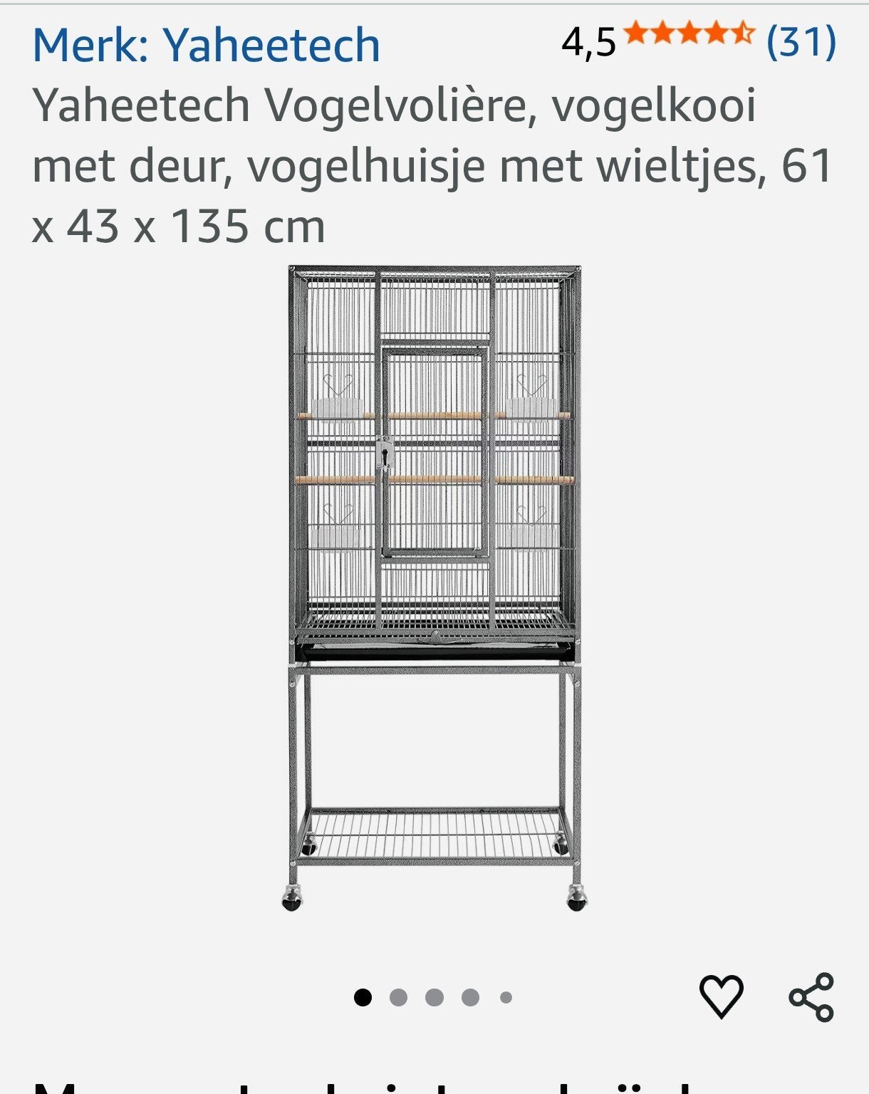 parkieten kooi, Dieren en Toebehoren, Vogels | Hokken en Kooien, Ophalen, Nieuw, Metaal, Vogelkooi