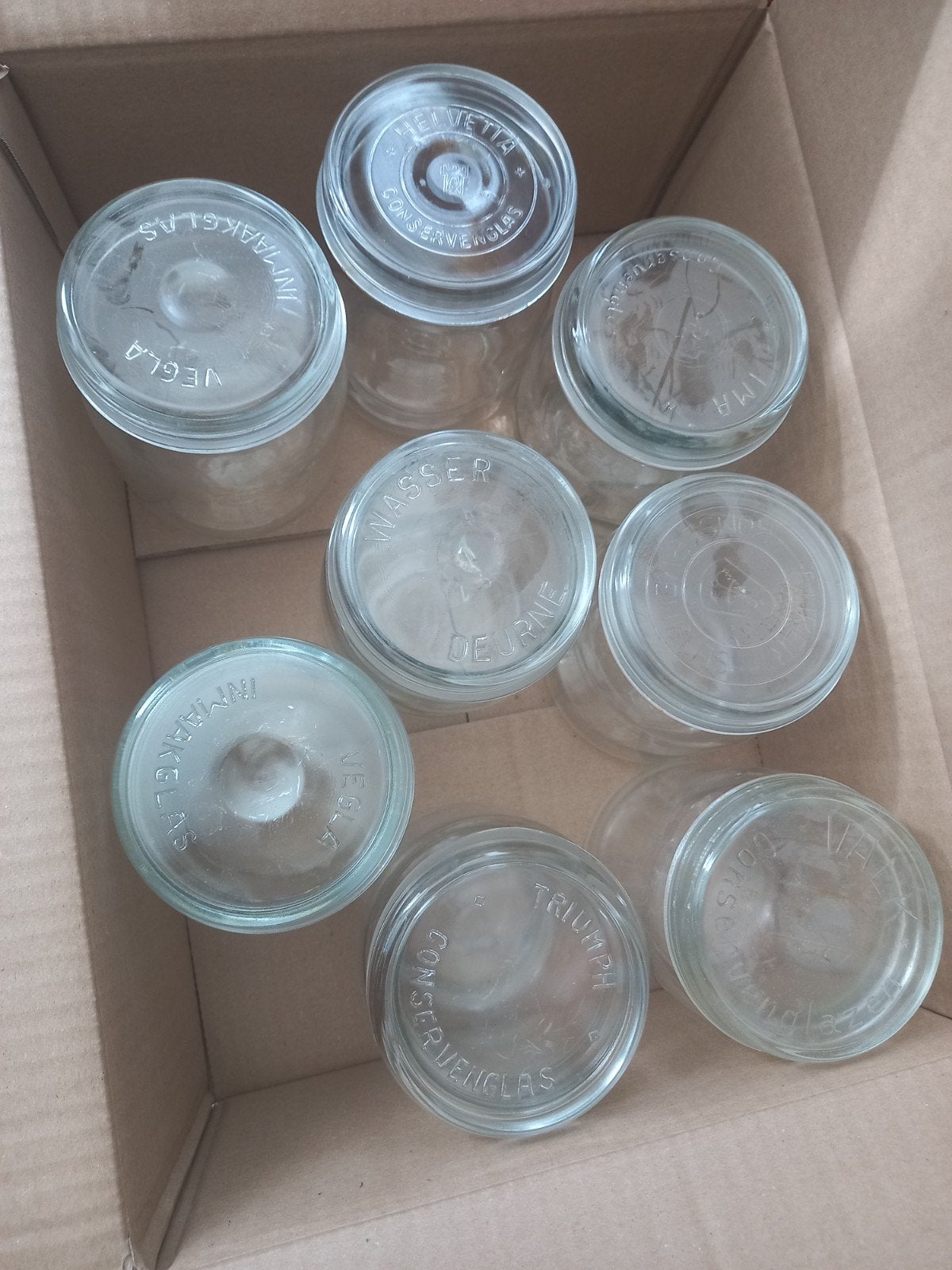 8 Vintage Weckpotten / Inmaakglazen - 1 liter, Huis en Inrichting, Keuken | Potten en Pannen, Ophalen, Gebruikt, Glas, Pot, Bus of Blik