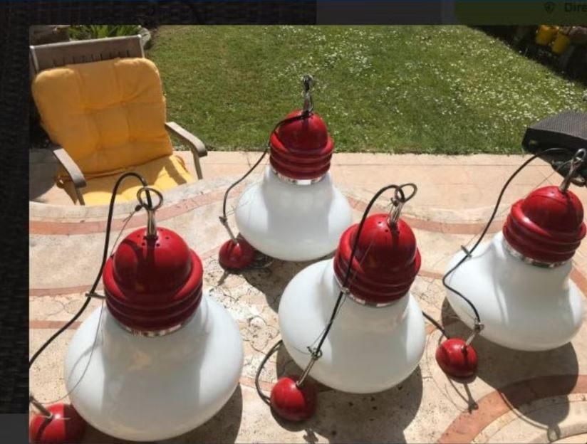 vintage XL Artemide Arianne Piero Brombin hanglamp Bubble, Ophalen, Zo goed als nieuw, Glas, Space age