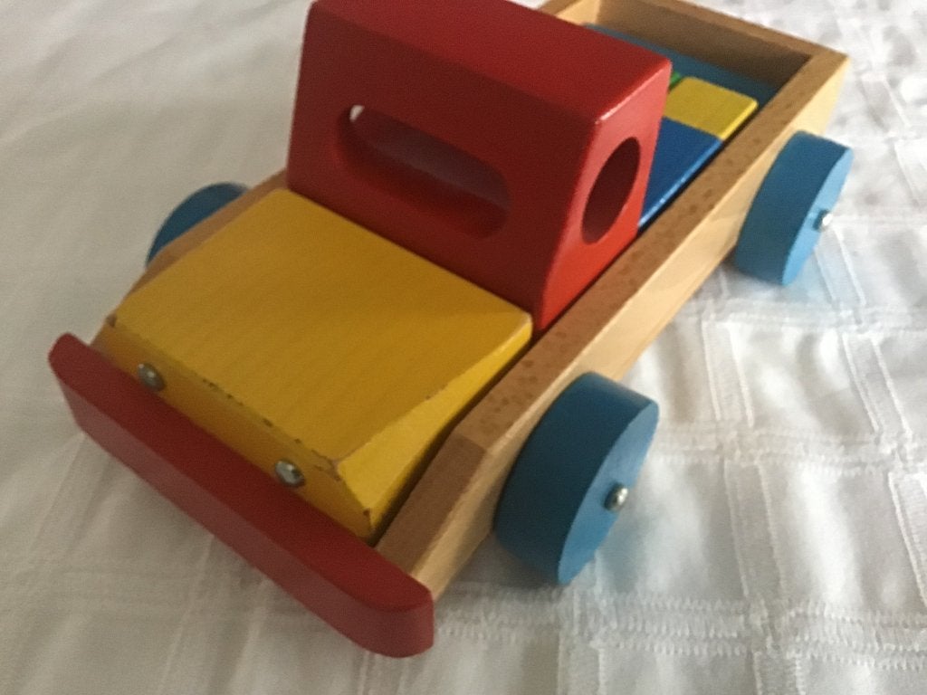 Houten vrachtwagen plus houten puzzel cadeau, Ophalen of Verzenden, Gebruikt, Duw- of Trekspeelgoed