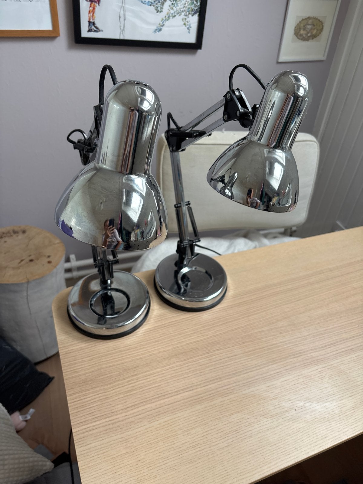 Set van 2 Leitmotiv bureaulampen - Chroom, Bureaulamp, Overige merken, Ophalen of Verzenden, Metaal