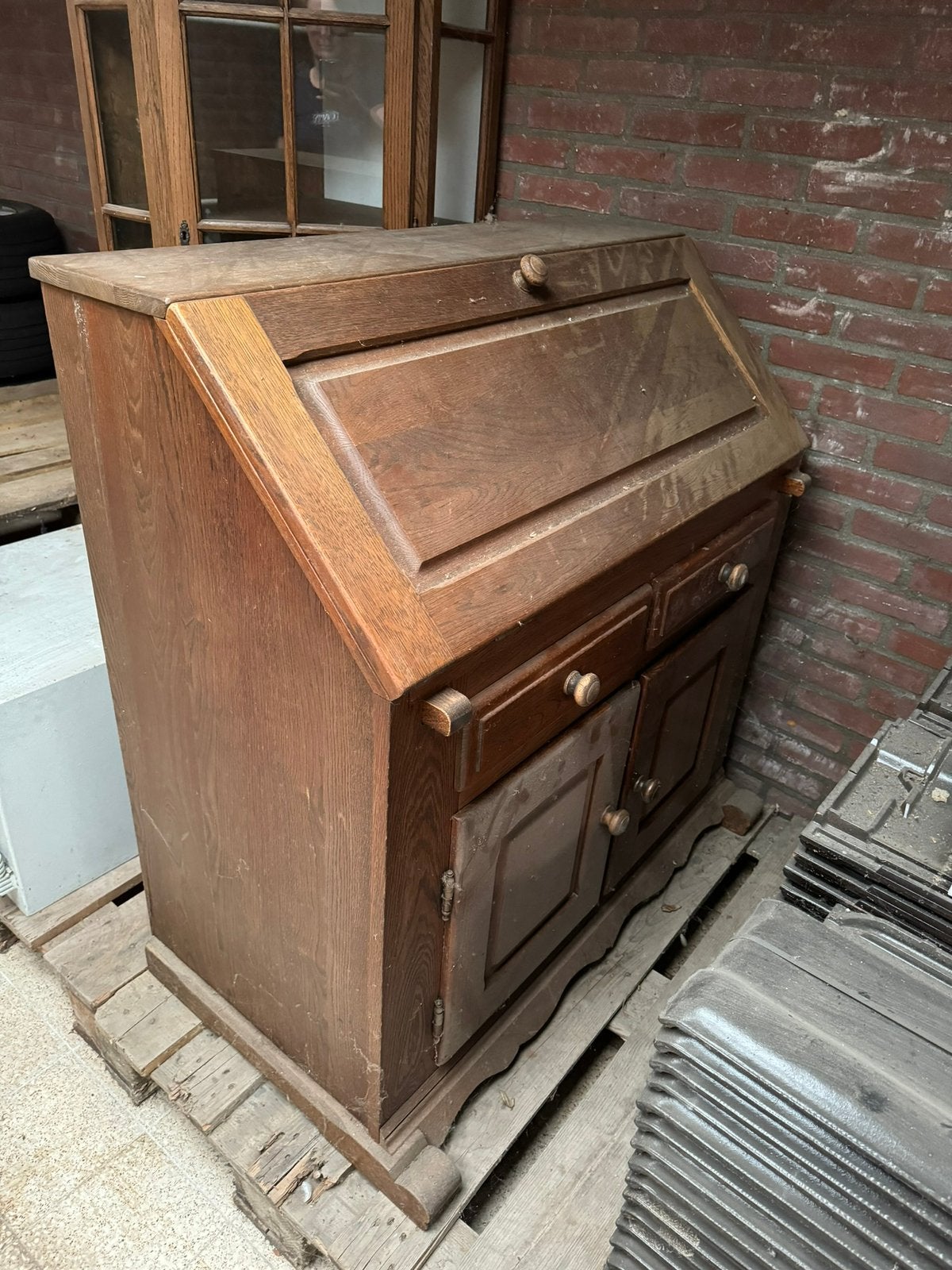Eikenhout secretaire, Ophalen, Gebruikt
