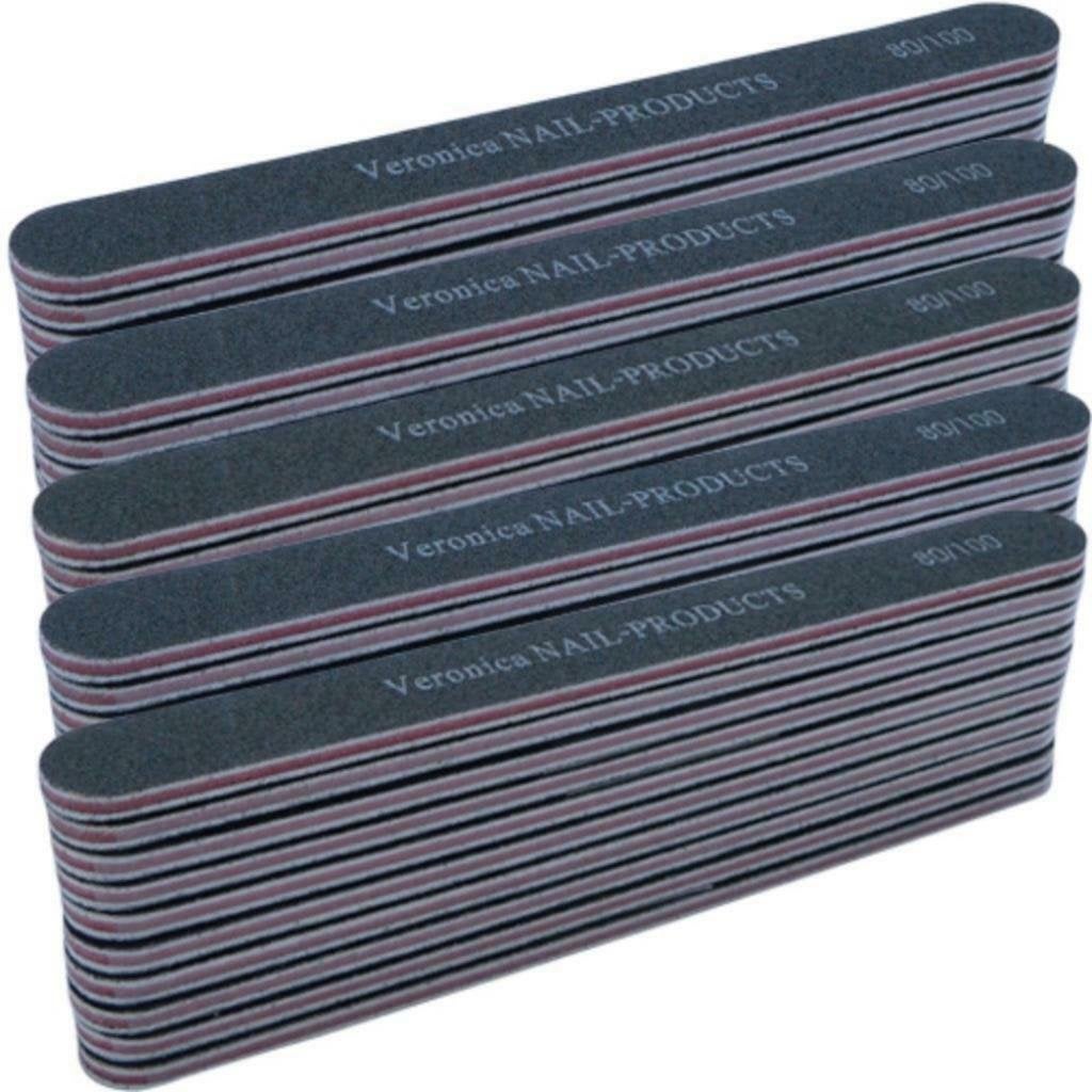 2+1 Gratis - 50x nagelvijl recht - Korrel # 80/100 - Acryl, Verzenden, Zwart, Nieuw, Handen en Nagels