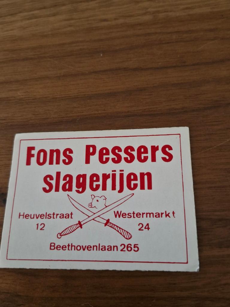 8015 Vintage Fons Pessers Slagerijen Sticker, Ophalen of Verzenden