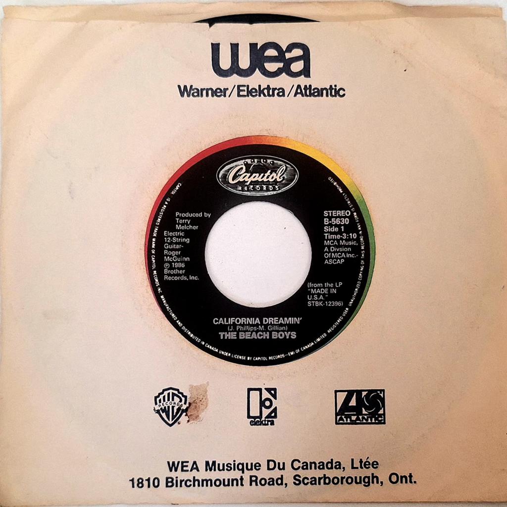 7"/SINGLE  THE BEACH BOYS - California Dreamin', Ophalen of Verzenden, Gebruikt, Pop
