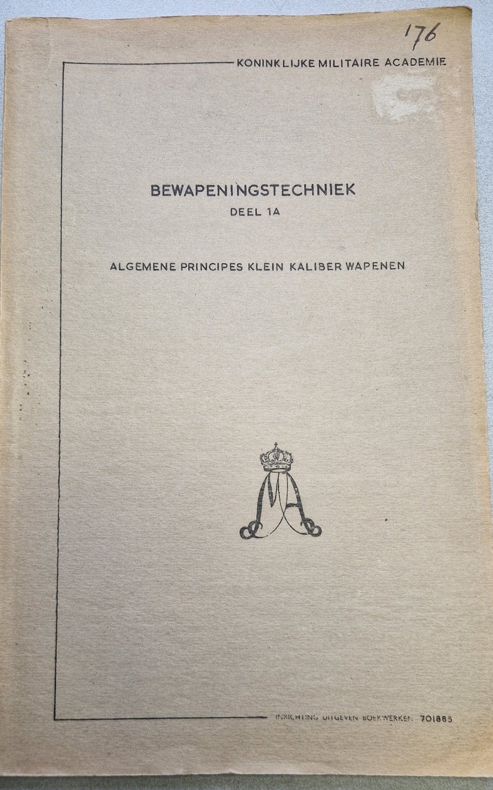 KMA Bewapeningstechniek deel 1A, Ophalen of Verzenden, Landmacht, Nederland, Boek of Tijdschrift