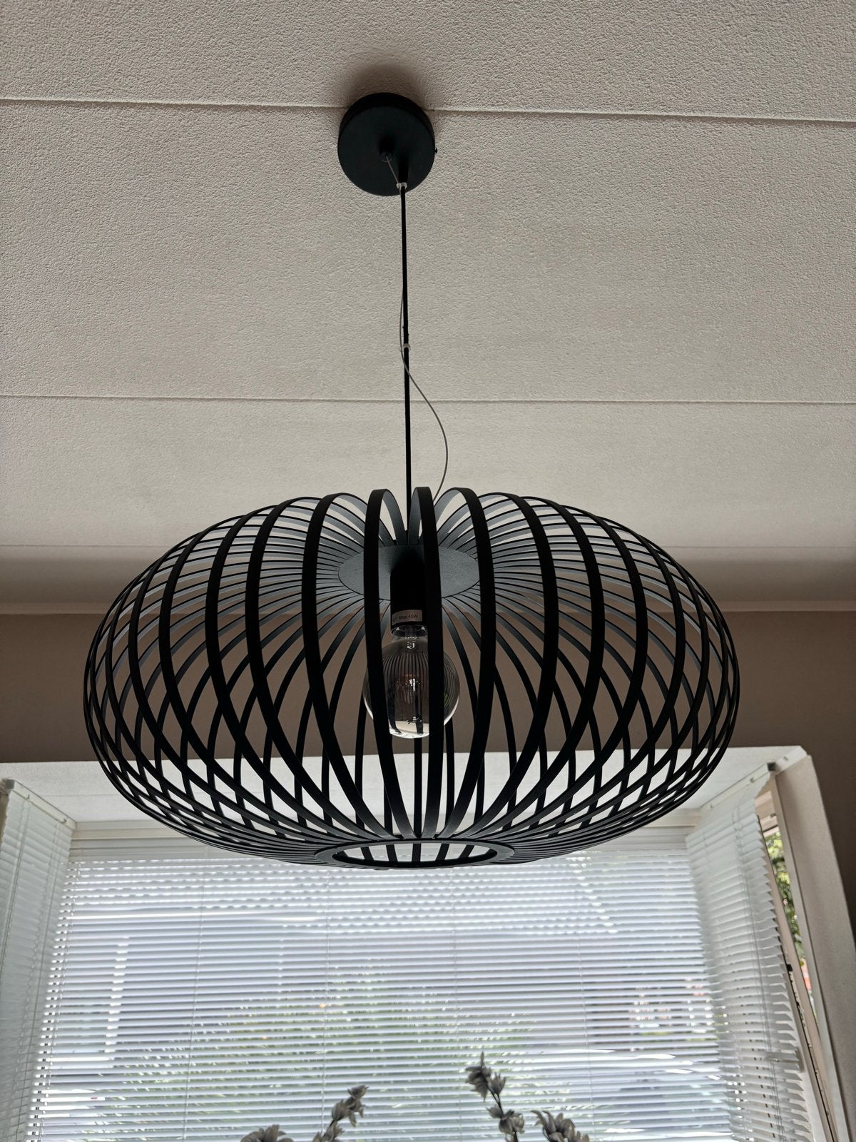 Zwarte hanglamp Chericoni Curvato, 60cm, Ophalen, Zo goed als nieuw, Metaal, E27 (groot)