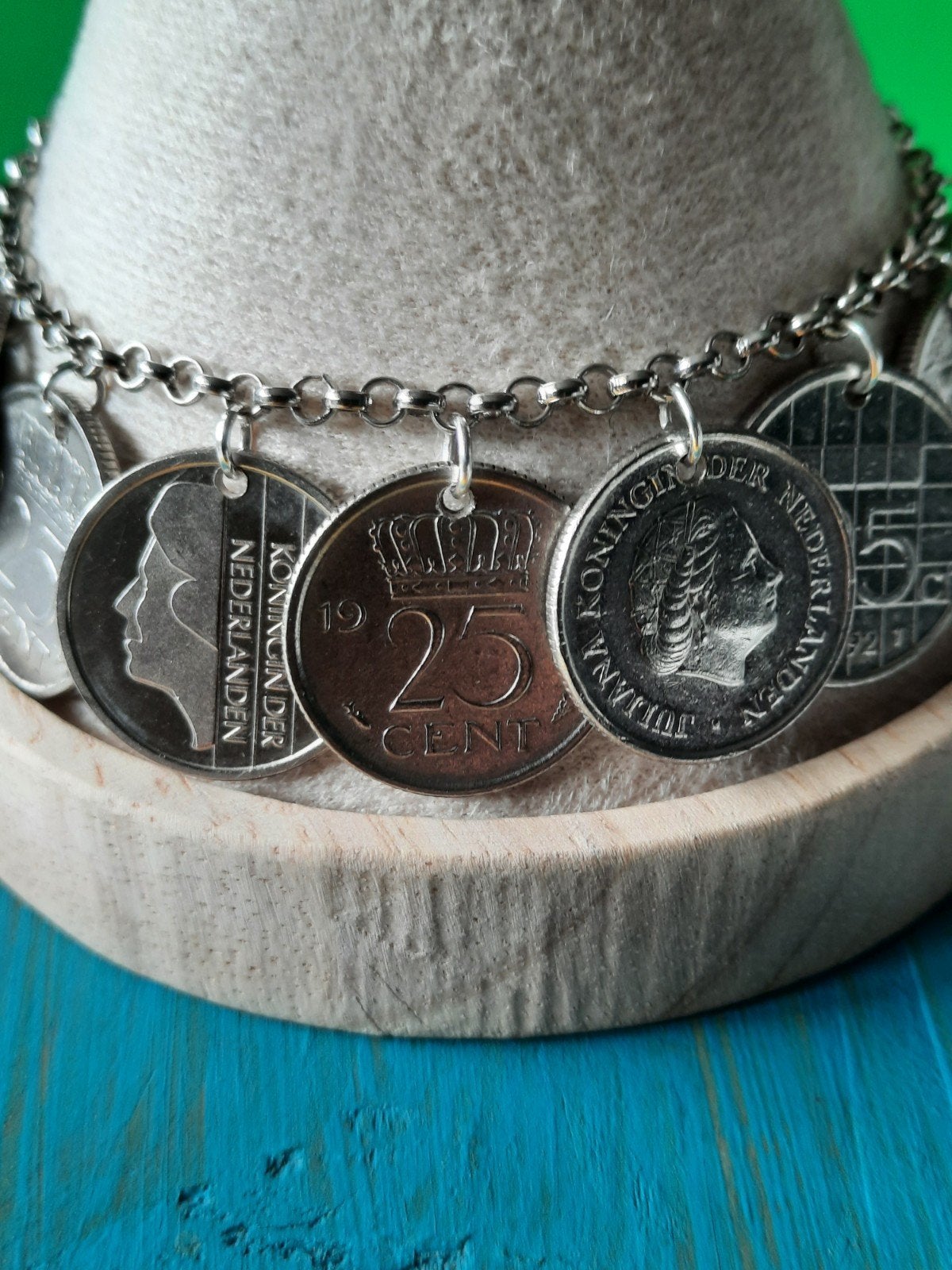 3 Nederlandse Koninginnen Kwartjes Armband., Sieraden, Tassen en Uiterlijk, Armbanden, Ophalen of Verzenden, Zo goed als nieuw