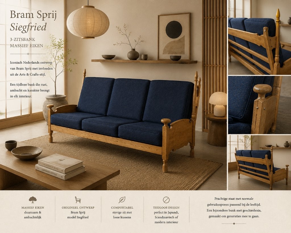 Bram Sprij Dutch Design Siegfried bank 3-zits, Ophalen, Overige materialen, Gebruikt, 150 tot 200 cm