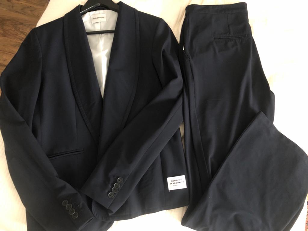 Penn & Ink travel pak donkerblauw, jasje 44, broek 42, Kleding | Dames, Kostuum of Pak, Blauw, Maat 42/44 (L), Ophalen of Verzenden