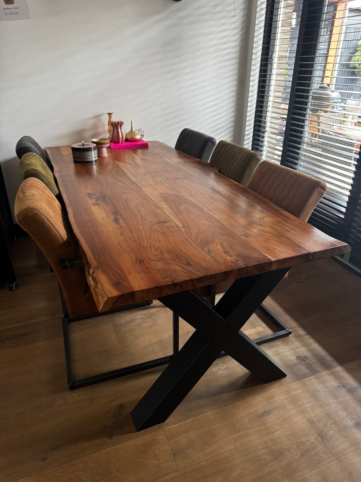 Eettafel met 6 stoelen, Huis en Inrichting, Tafels | Eettafels, Ophalen, 200 cm of meer, 50 tot 100 cm, Zo goed als nieuw
