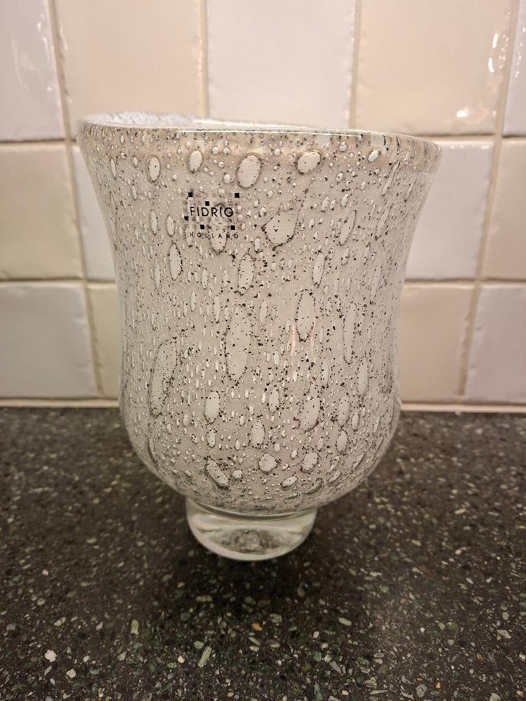 Fidrio Holland vaas, Huis en Inrichting, Wit, Ophalen of Verzenden, Minder dan 50 cm, Glas