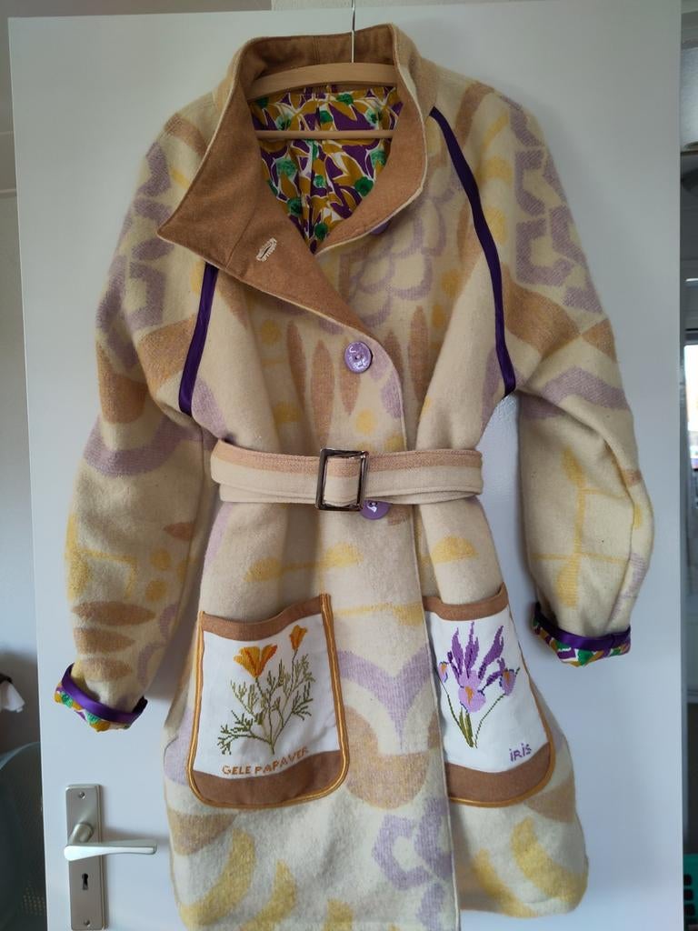 Retro wollen lentejas van vintage deken, maat M-L-XL, Beige, Maat 42/44 (L), Nieuw, Ophalen of Verzenden