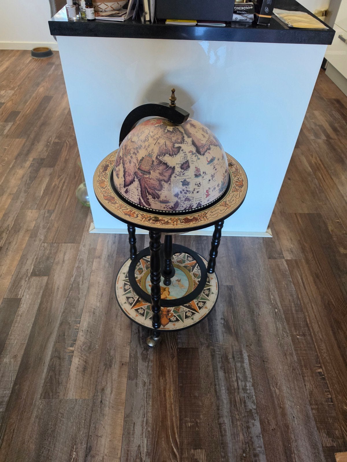 Mooie Brulo Globebar / Wereldbol Bar – Vintage Uitstraling!, Huis en Inrichting, Ophalen, Globebar, Hout, Gebruikt