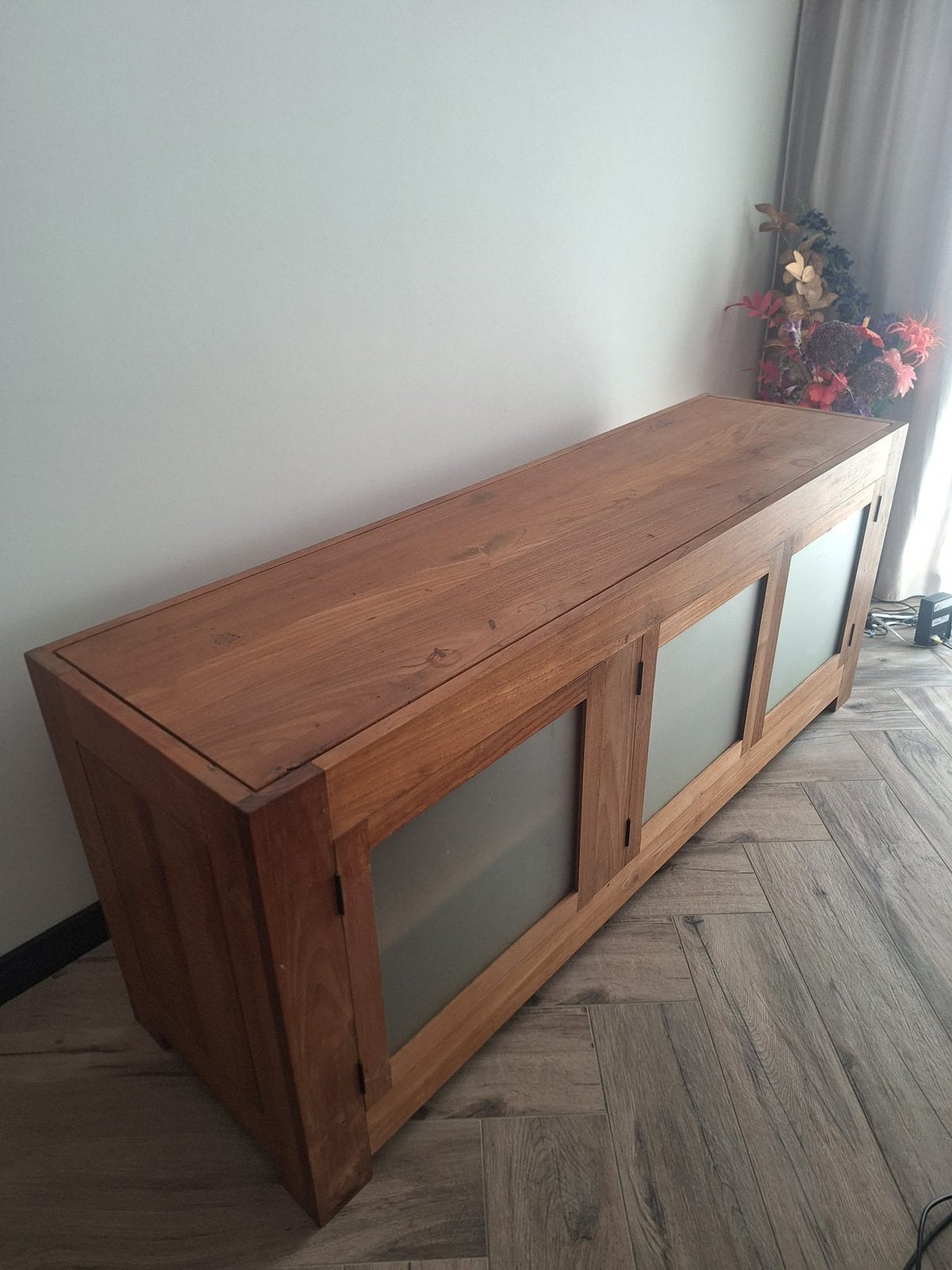 Teakhouten Dressoir met Salontafels MOET  WEG!, Ophalen, Gebruikt, 150 tot 200 cm, Teakhout