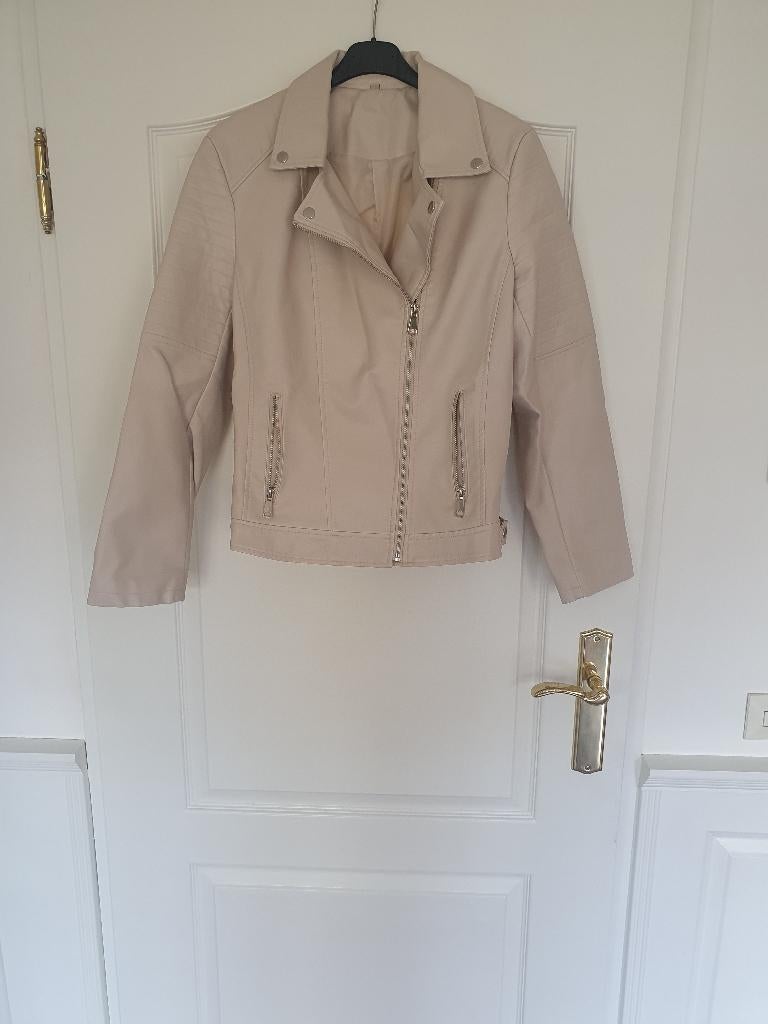 Nep leren jasje, Ophalen, Beige, Maat 46/48 (XL) of groter, Nieuw