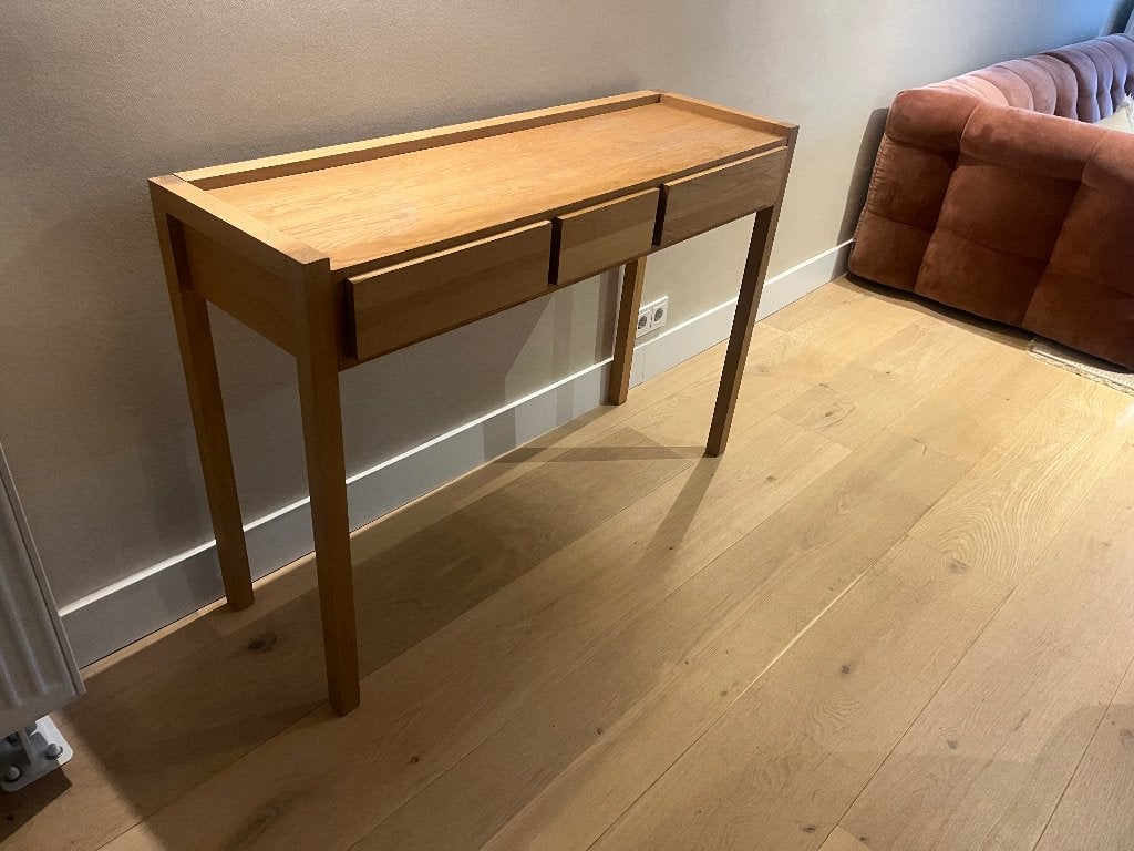 Eikenhouten sidetable / haltafel met lades, Ophalen, Gebruikt, 100 tot 125 cm, Minder dan 100 cm