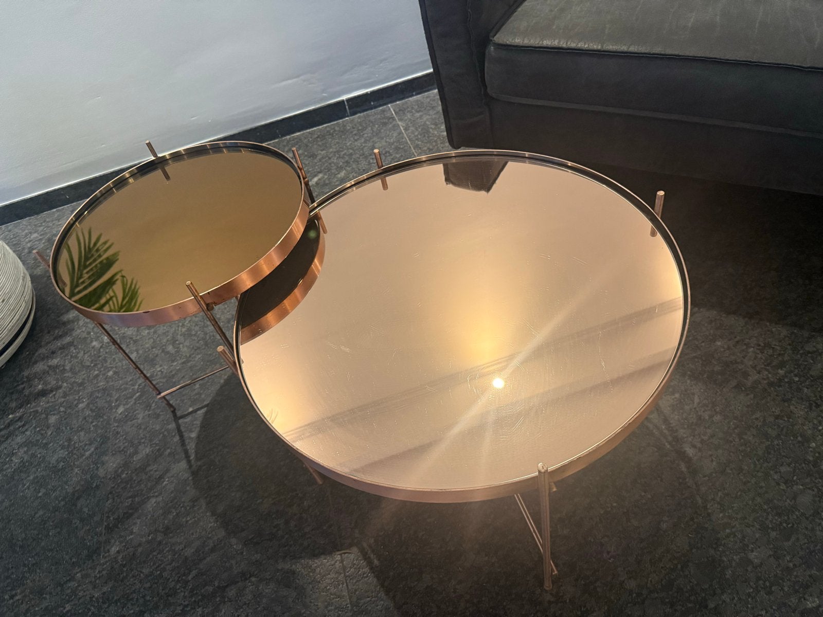 Set van 2 koperkleurige salontafels - Zuiver Amsterdam, Ophalen, Gebruikt, Rond, Minder dan 50 cm
