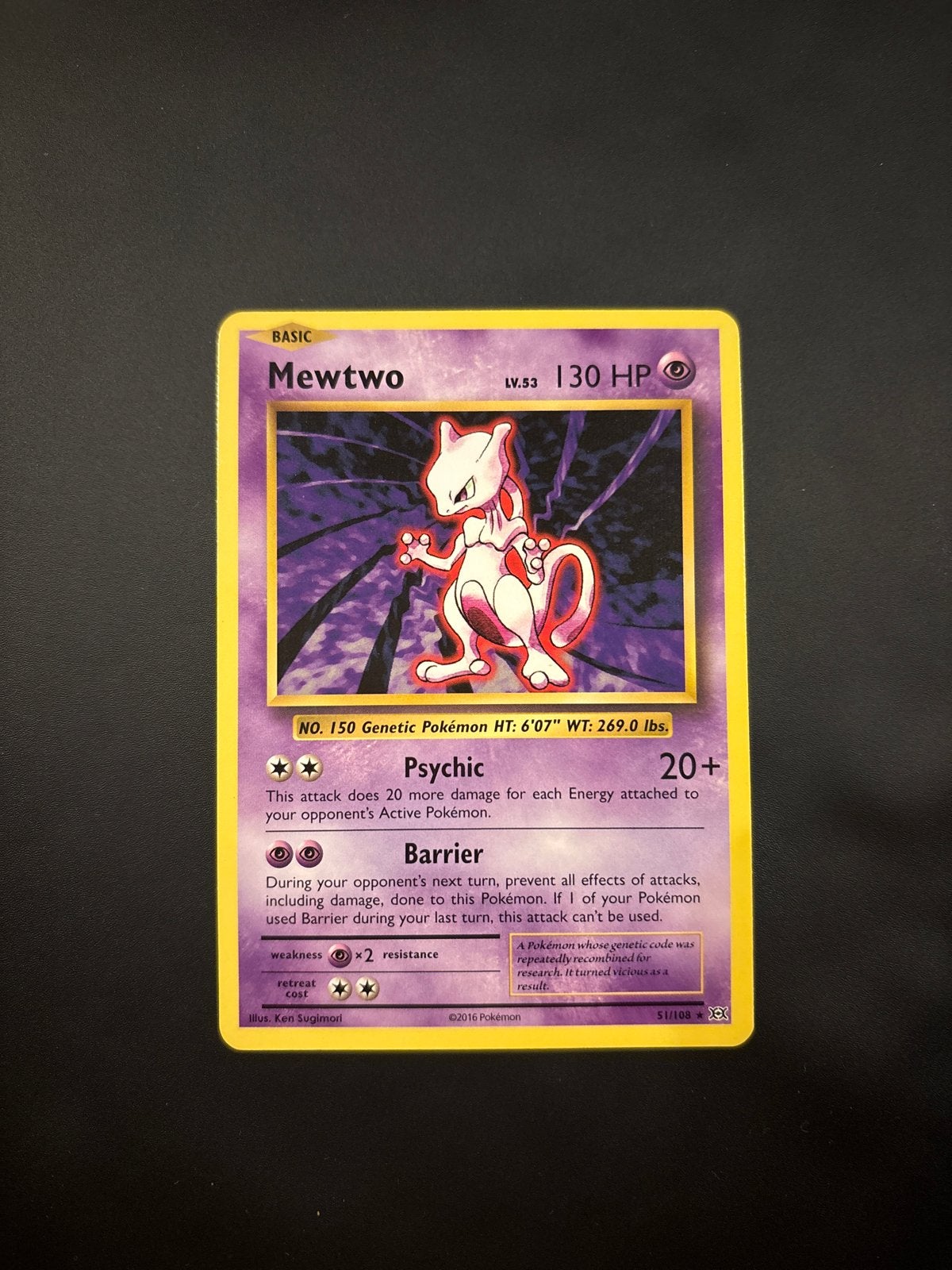 Mewtwo Pokémon kaart - Basic - 130 HP, Ophalen of Verzenden, Gebruikt, Losse kaart
