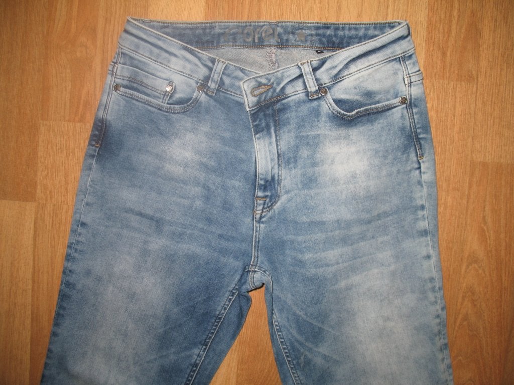 Corel Stretch Spijker Broek Blauw met Fade Effect Mt. M, Blauw, Ophalen of Verzenden, Zo goed als nieuw, Lang