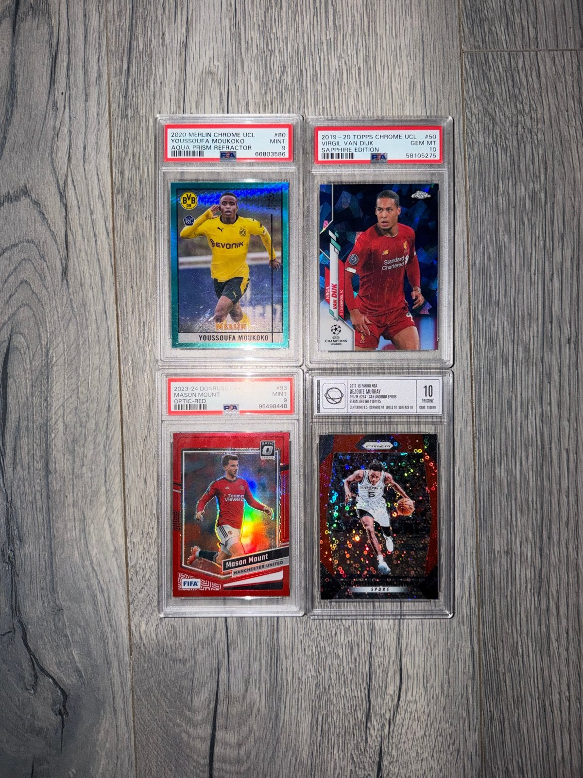 4 Geslabde Voetbal- en Basketbalkaarten (PSA 9 & UGS 10), Verzamelen, Ophalen of Verzenden, Zo goed als nieuw, Overige sporten