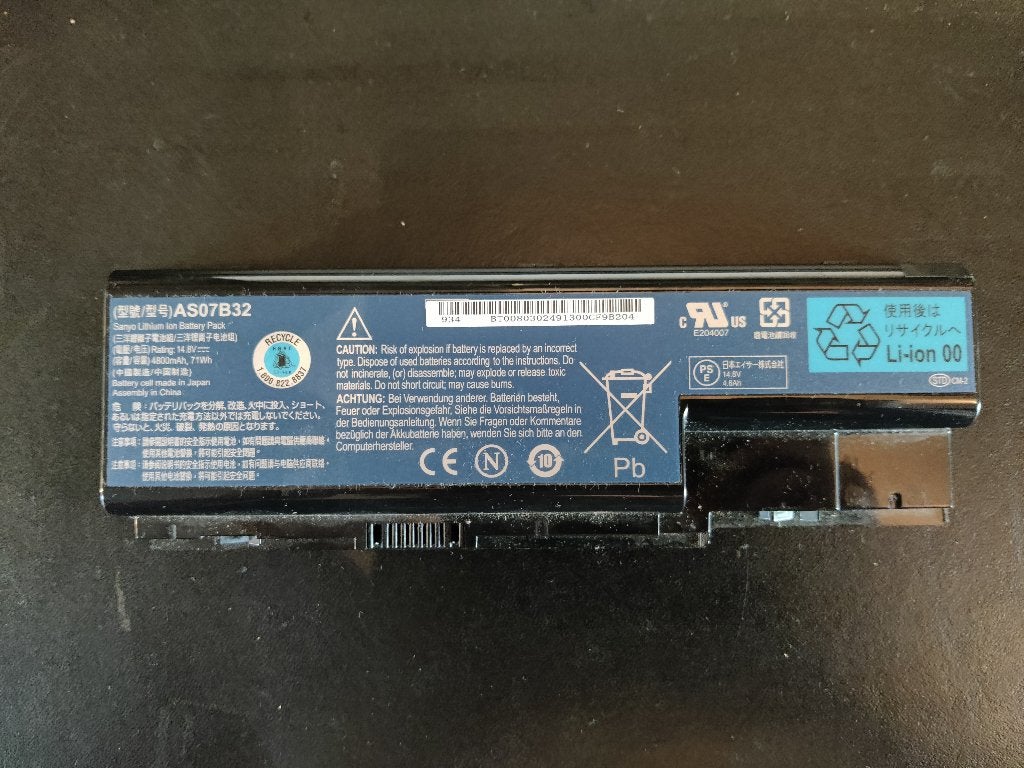 Laptop Acer Aspire Batterij AS07B32 4800mAh [BATT-15] 27-5, Ophalen of Verzenden, Gebruikt, Acer