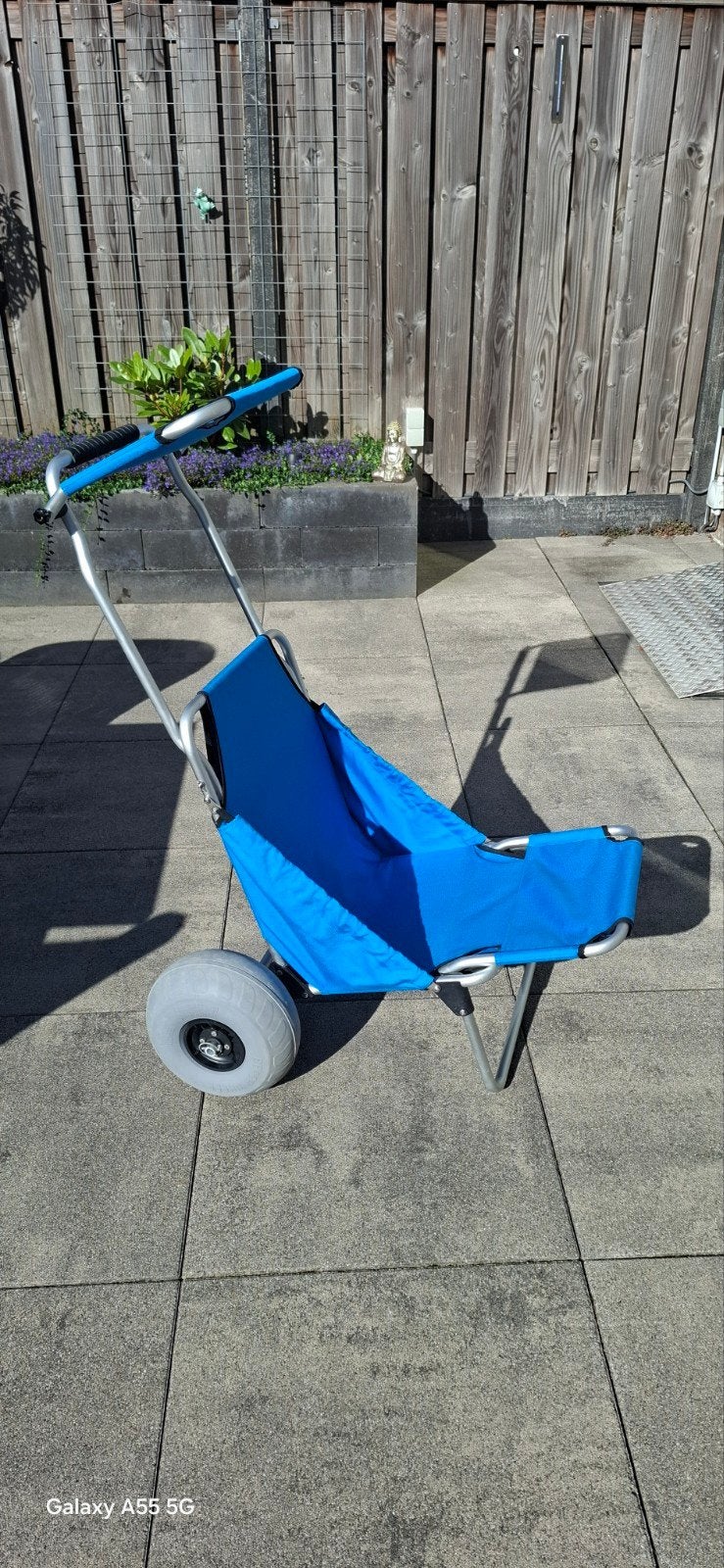 Compacte  opvouwbare strandkar  bolderkar met Ballonbanden, Ophalen, Opvouwbaar, Zo goed als nieuw