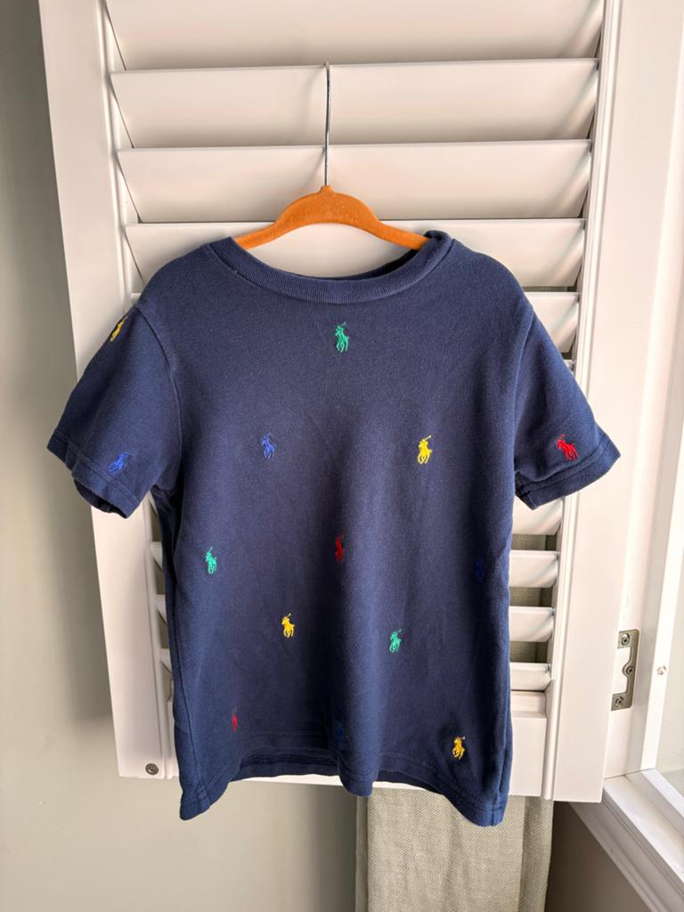 Ralph Lauren T-shirt met meerkleurige pony's, Ophalen of Verzenden, Zo goed als nieuw, Jongen of Meisje