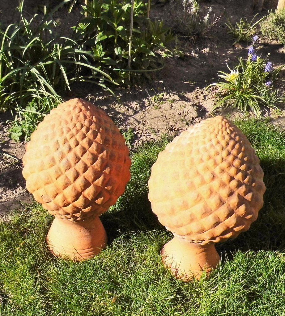 Terracotta dennenapels XXL twee stuks, Ophalen, Gebruikt