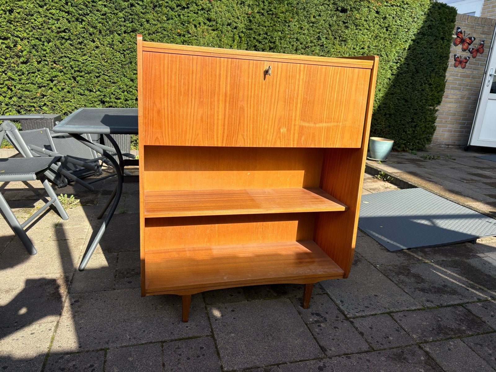 Vintage Secretaire - Teak Houten Bureau (36x110x90), Ophalen, Gebruikt