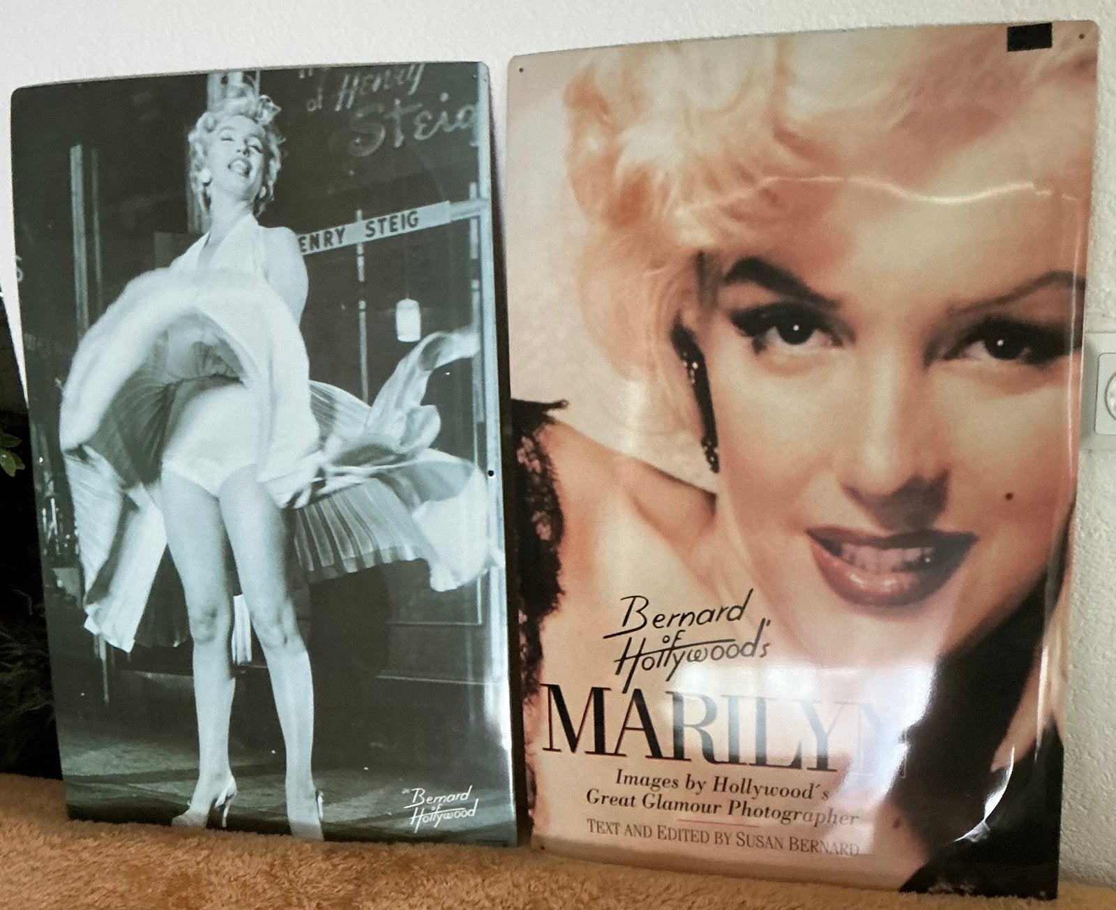 Marilyn Monroe metalen wanddecoratie (2 stuks), Metaal, Gebruikt, Ophalen of Verzenden, Wandbord of Wandpaneel