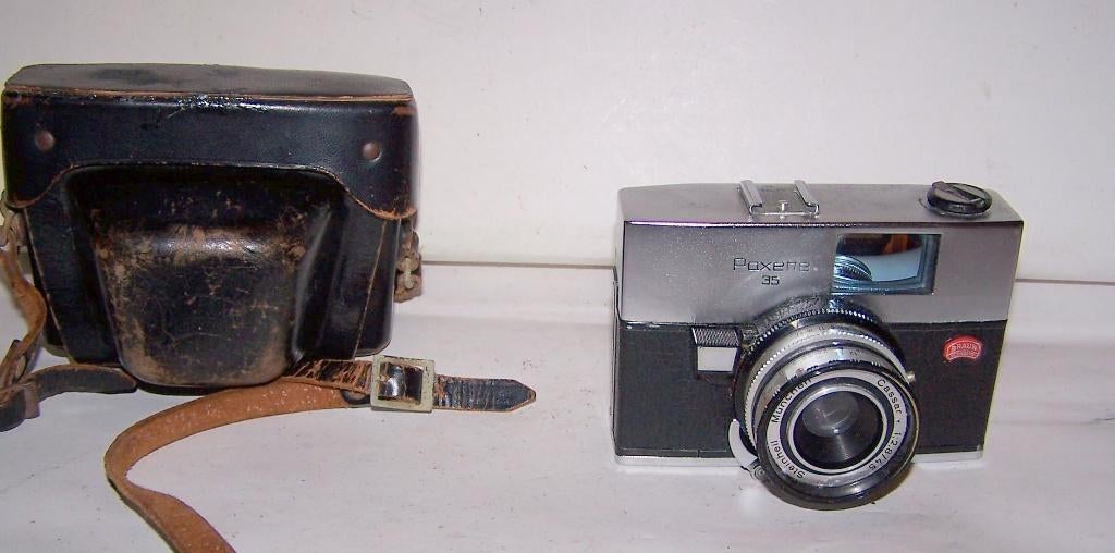 Mooie vintage Braun Paxette 35 camera in leren foudraal., Ophalen of Verzenden, Zo goed als nieuw, Compact, Overige Merken