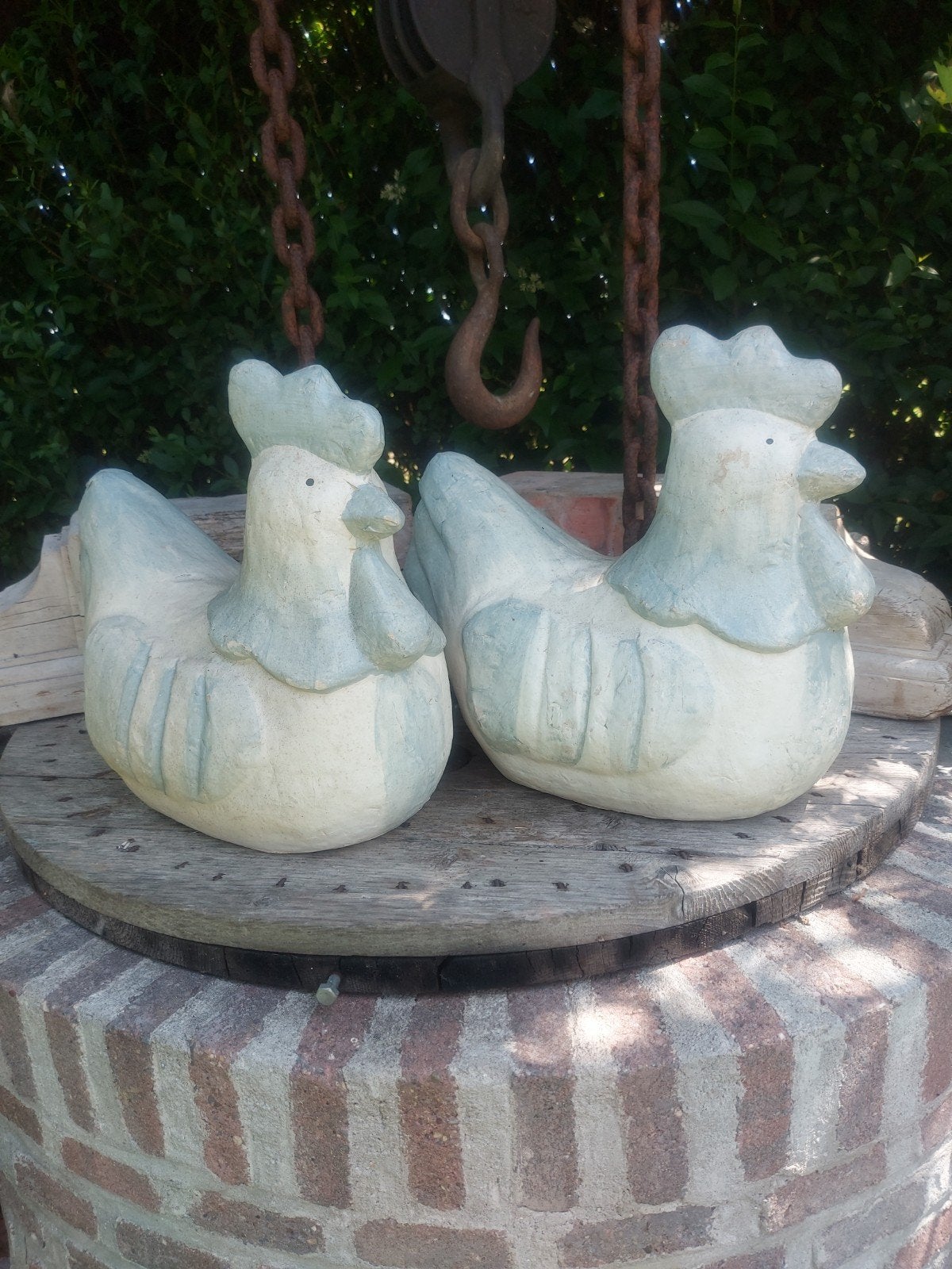 Set van 2 Vintage Papier-maché etalage Kippen - Grote Maat, Ophalen of Verzenden