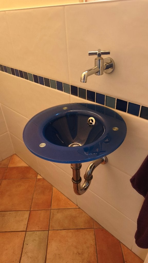 Toilet wastafeltje (zonder kraan), Doe-het-zelf en Verbouw, Ophalen of Verzenden, Gebruikt, Glas, Toilet