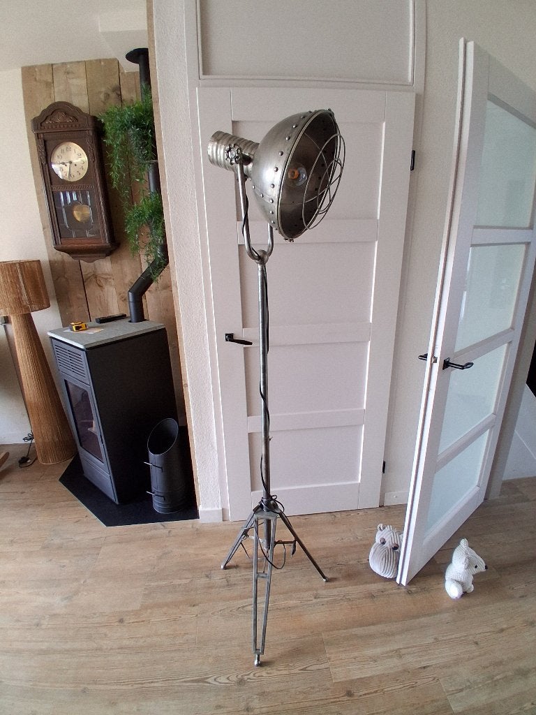 Industriële Staande Lamp - Studio Stijl, Gebruikt, E27 (groot), Metaal, 150 tot 200 cm