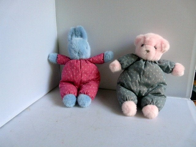 Bauer knuffels # konijn en beer (ca .24 en 23 cm), Overige karakters, Overige typen, Ophalen of Verzenden, Zo goed als nieuw