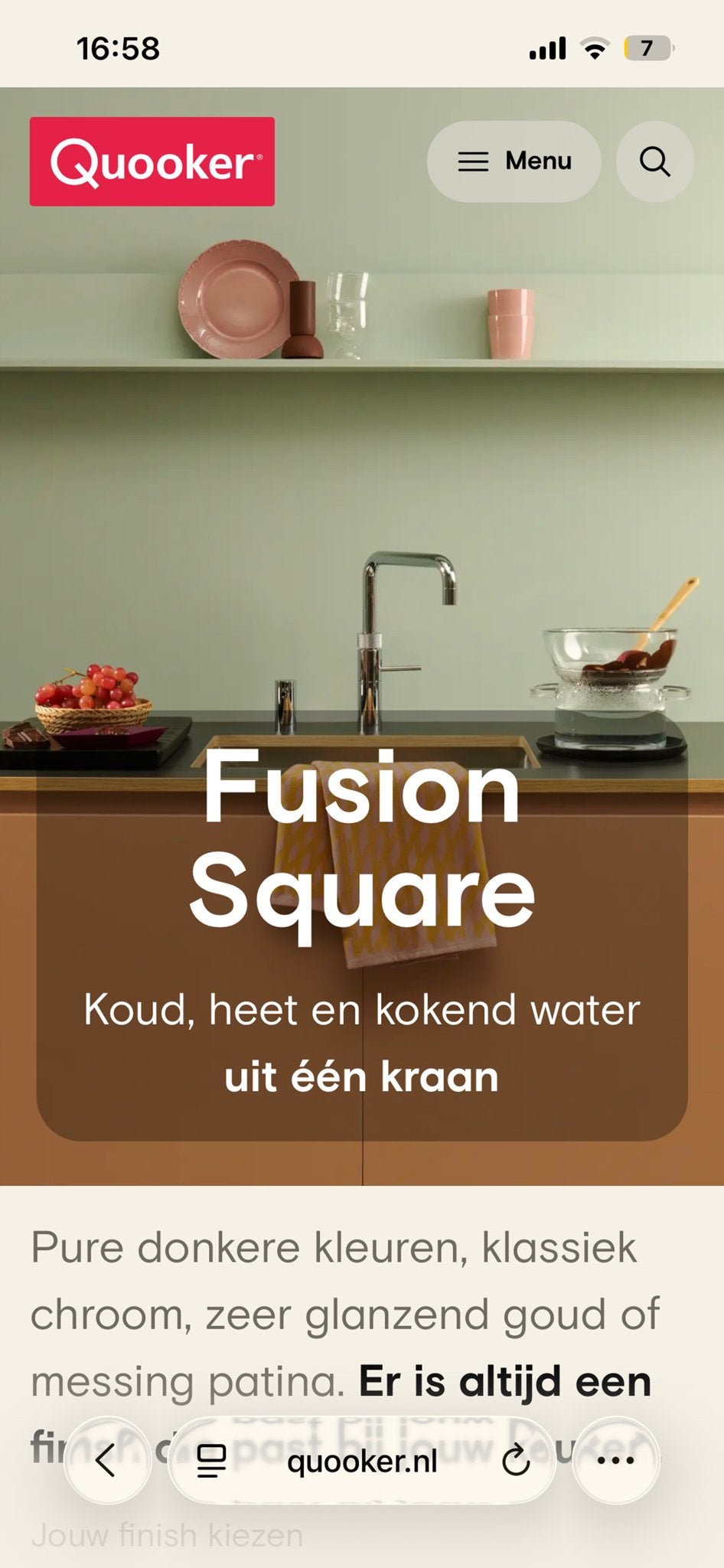 Quooker Fusion Square Kraan - rvs gebruikt, Doe-het-zelf en Verbouw, Sanitair, Ophalen of Verzenden, Gebruikt, Rvs, Kraan