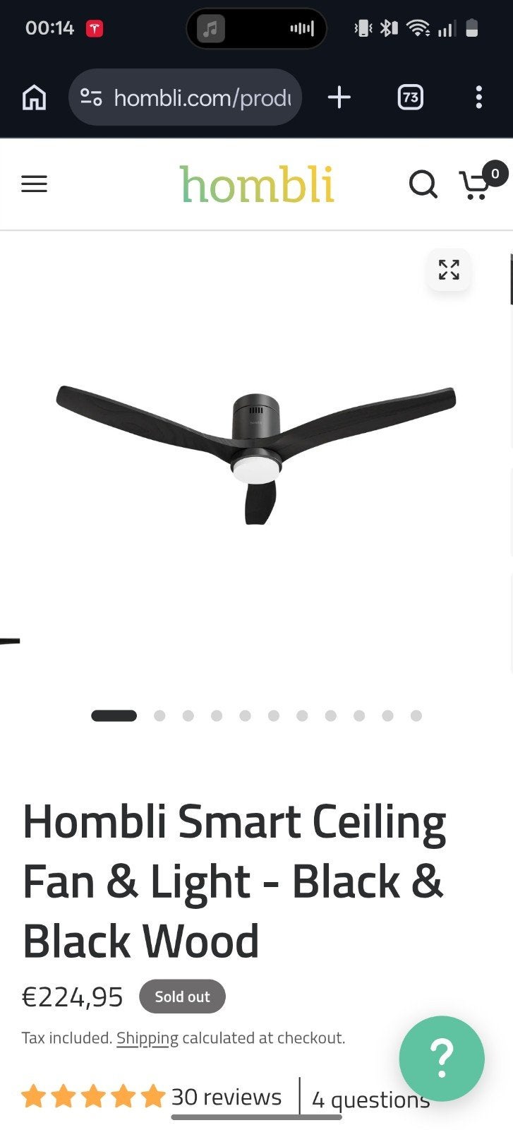 Hombli Smart Plafondventilator met Licht - Nieuw in doos, Ophalen of Verzenden, Nieuw, Modern, Smart Home