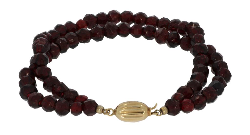 Granaat antieke armband 14k gouden slot vintage dames, Verzenden, Goud, Armband, Met edelsteen