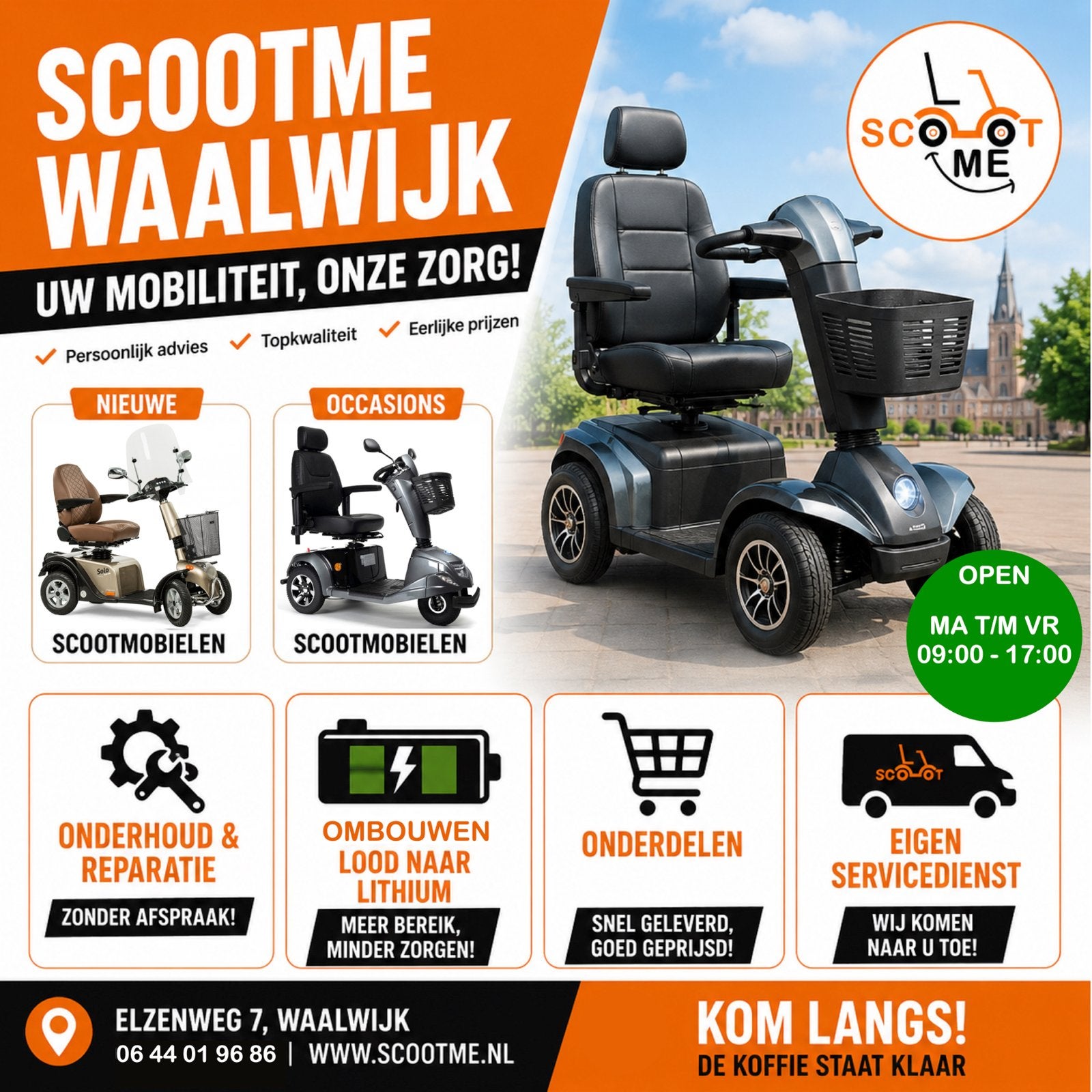 Scootmobiel - nieuw of gebruikt, Diversen, Life and Mobility, Zo goed als nieuw, Elzenweg 7, ScootMe